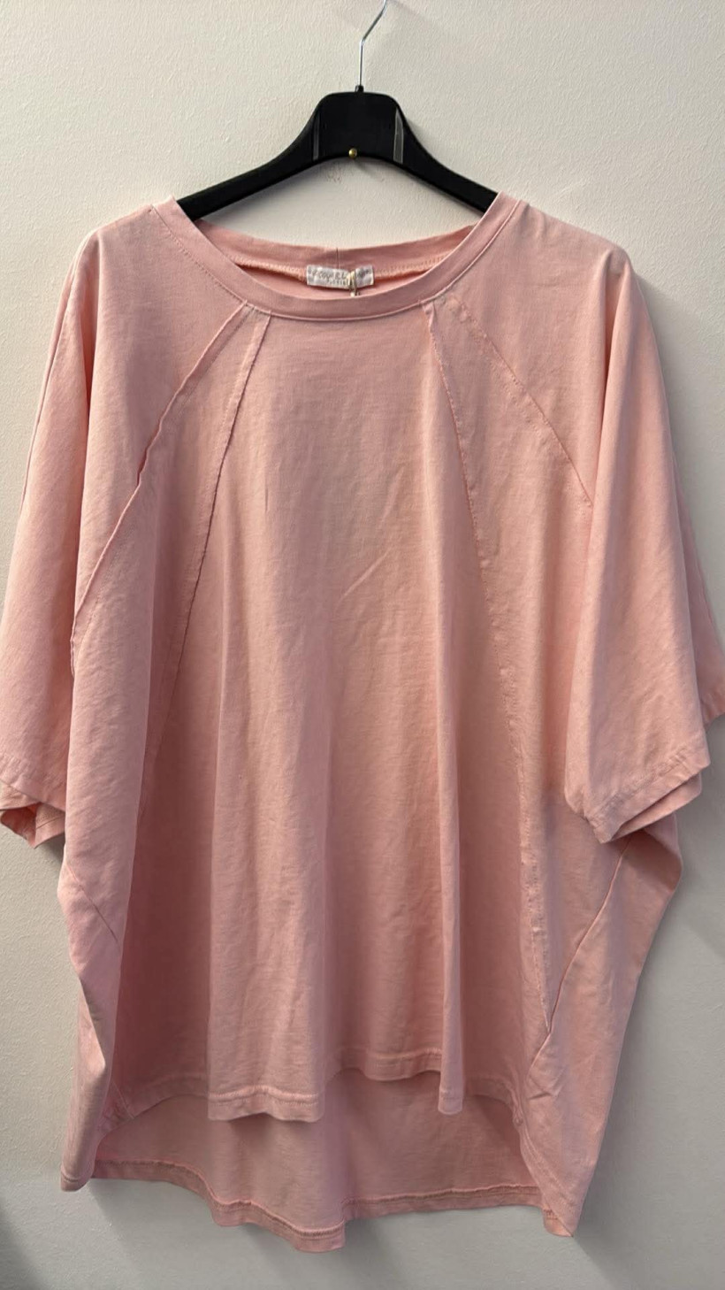 Italia nr 10 - Bluzka jednokolorowa z przeszyciami Acqua&Limone - 9201 - różowa