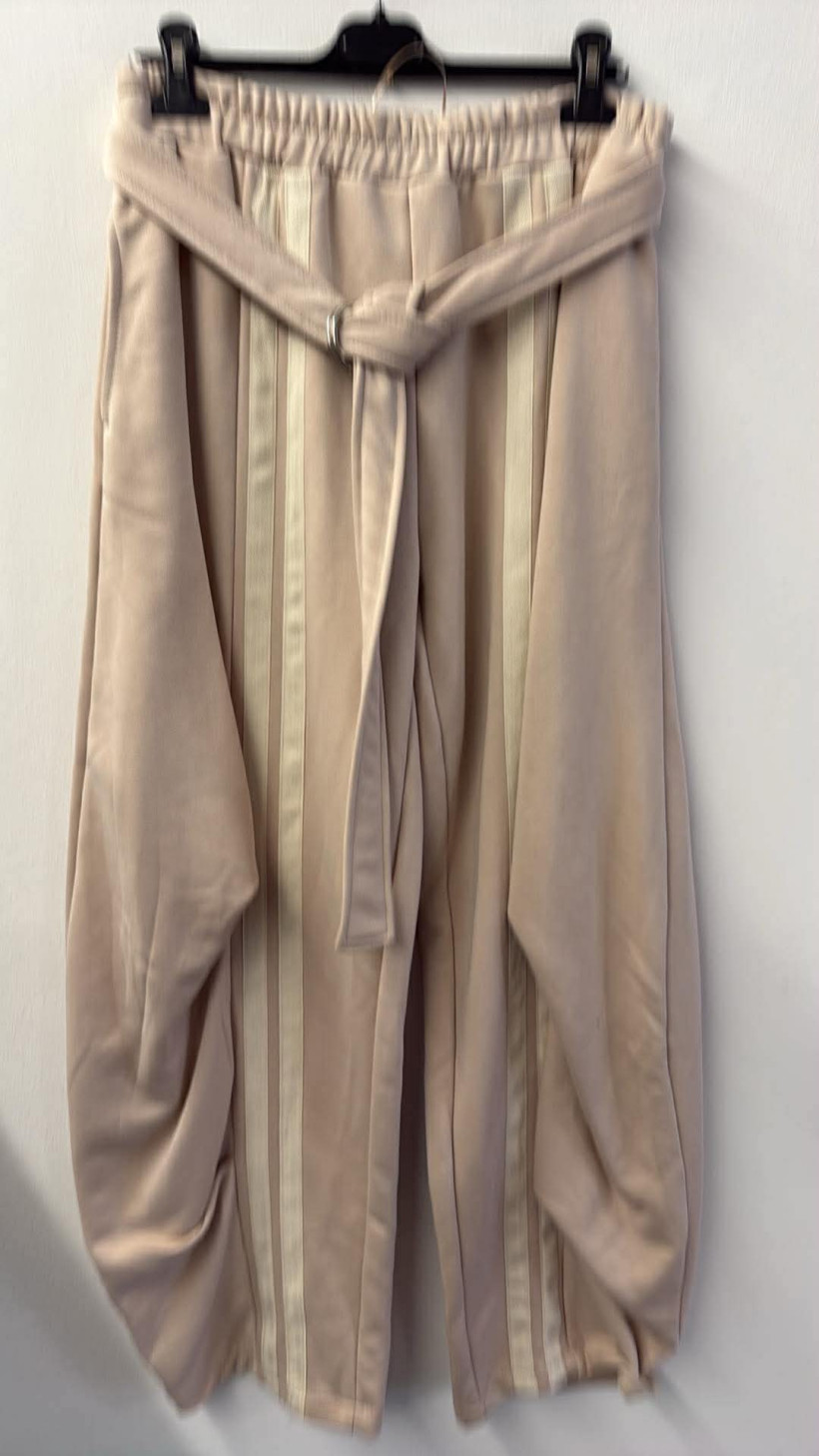 Italia nr 10 - Spodnie jednokolorowe z lampasami Acqua&Limone - 9027 - beżowa