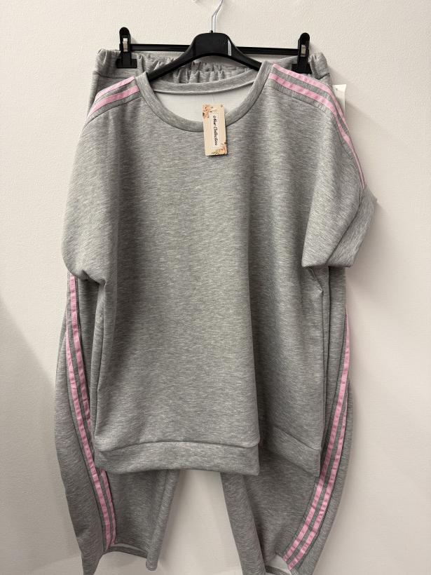 Italia nr. 10 - Komplet bluzka + spodnie jednokolorowe z lampasem Wł. 5672 // 5271 - popiel