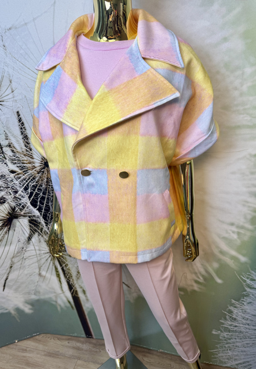 Płaszczyk w połrękawie Pastelowa Krata Minouu 