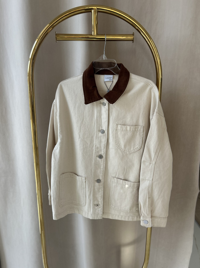 LAULIA KATANA BEŻ Z CZEKOLADOWYM KOŁNIERZEM