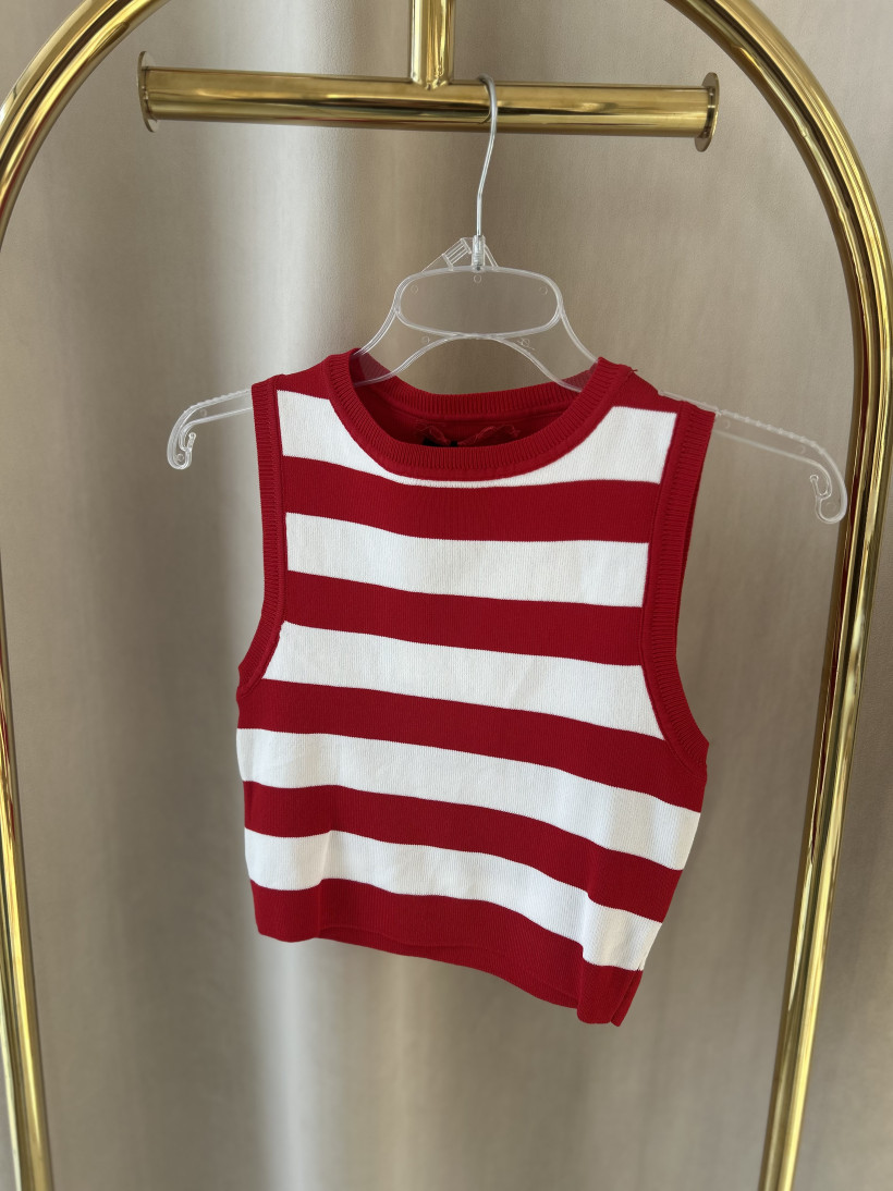 STUDIO TOP PASKI CZERWONO BIAŁE