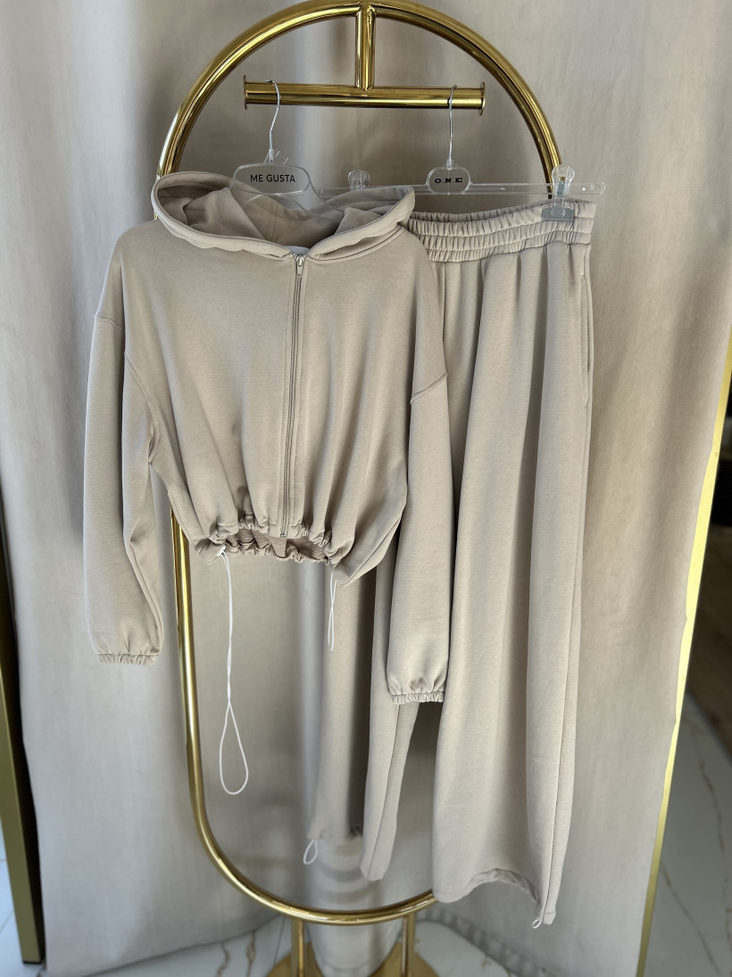 MG KOMPLET DRESOWY ZIMNY BEŻ KAPTUR