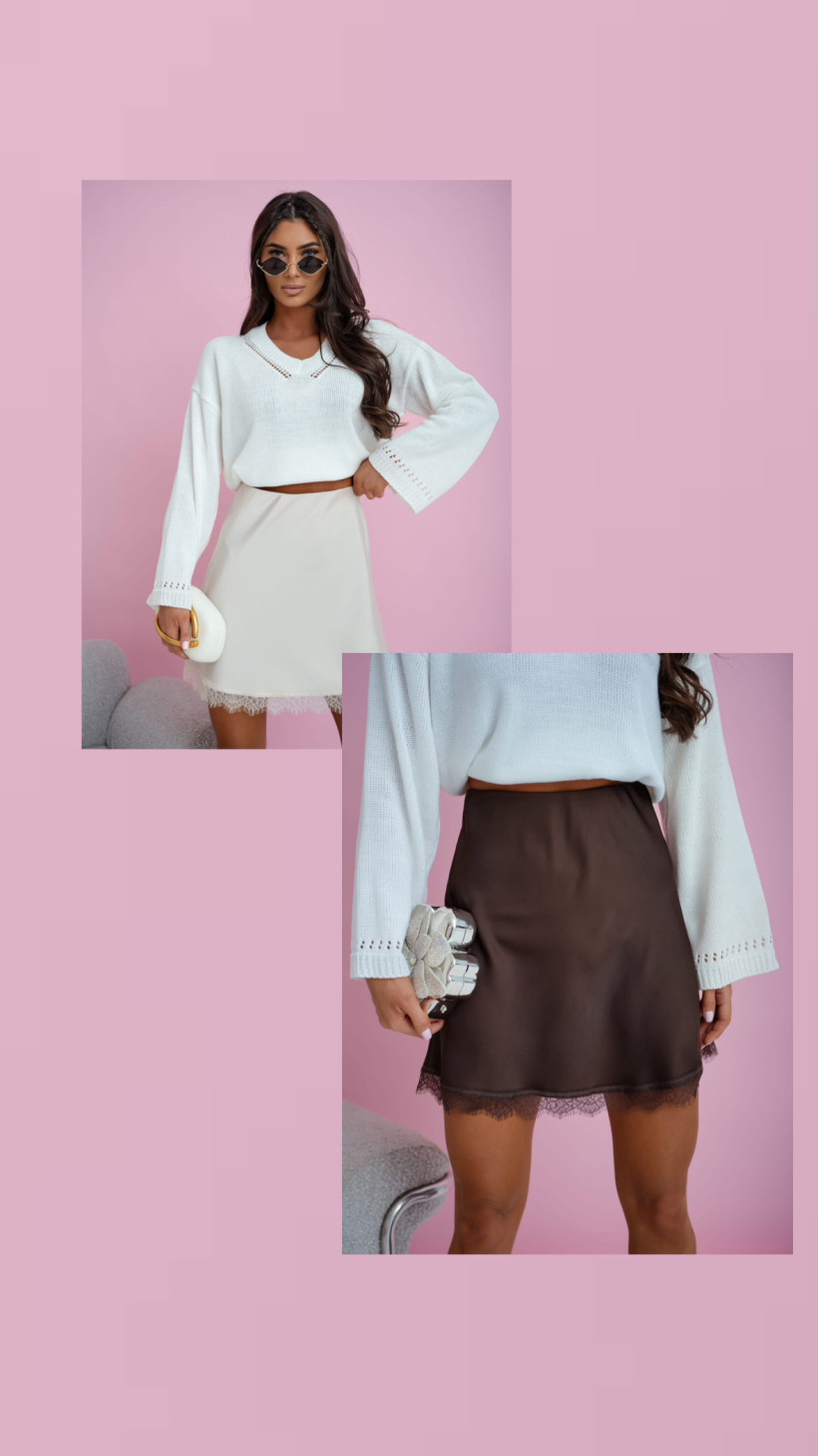 BOCCA SPÓDNICA MINI SATYNA Z KORONKĄ