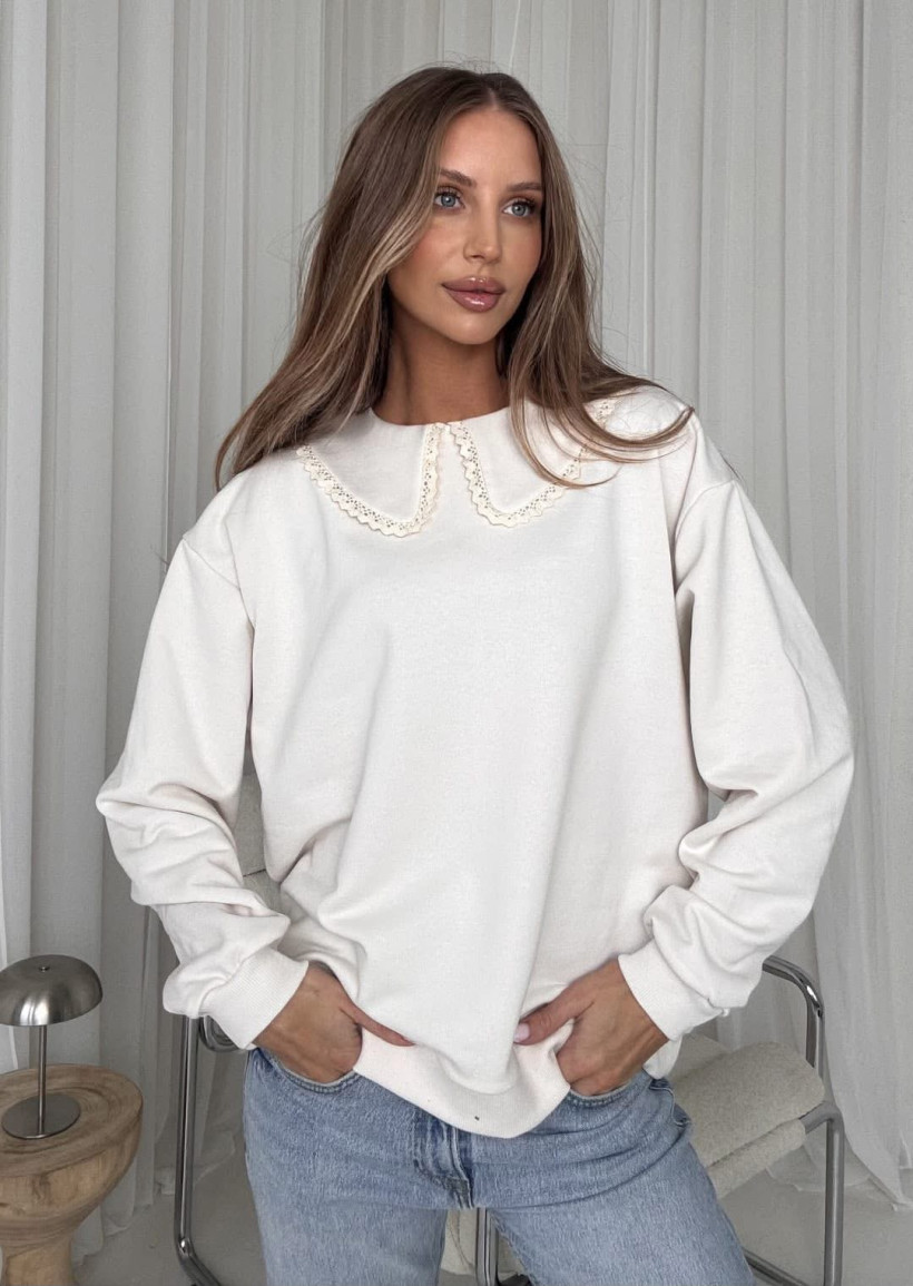 BOCCA BLUZA KOŁNIERZ AŻUR BEŻ