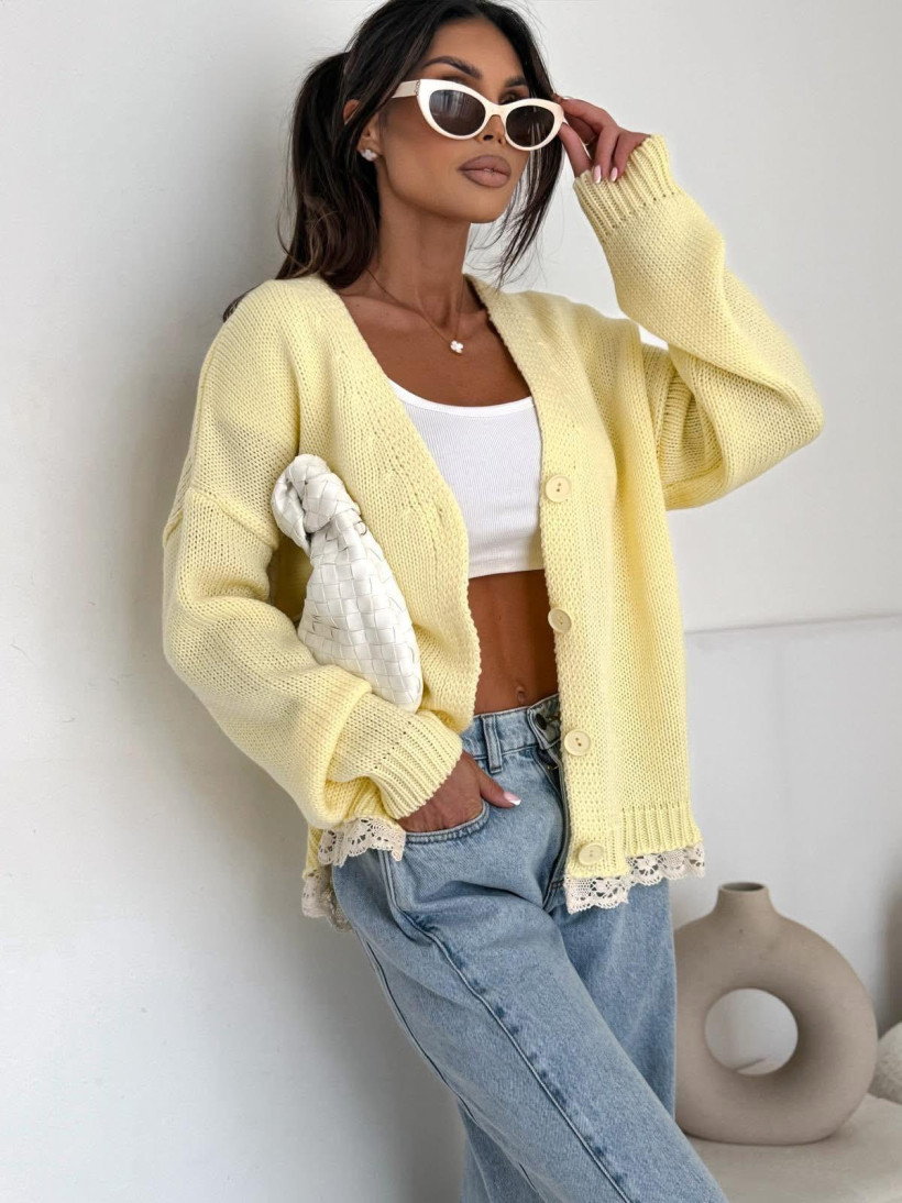 BOCCA KARDIGAN ŻÓŁTY KORONKA
