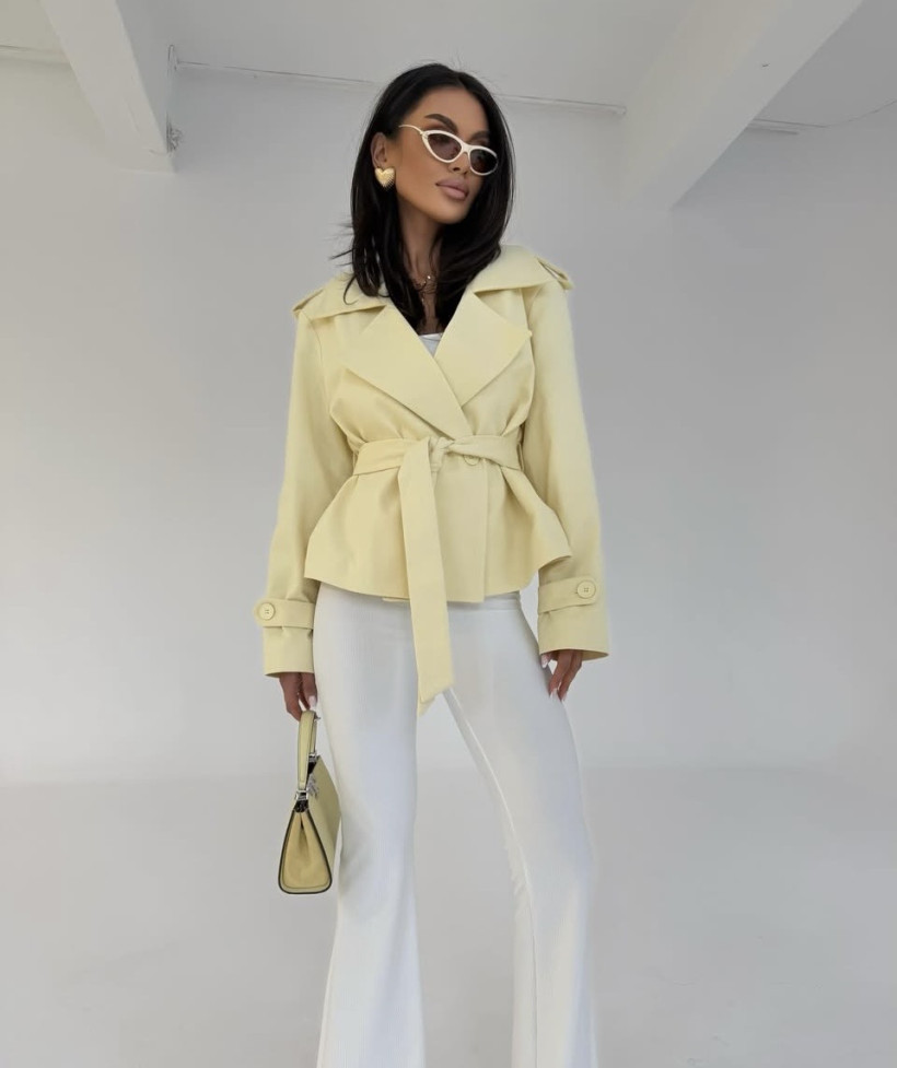 EDAN TRENCZ KRÓTKI TALIOWANY ŻÓŁTY