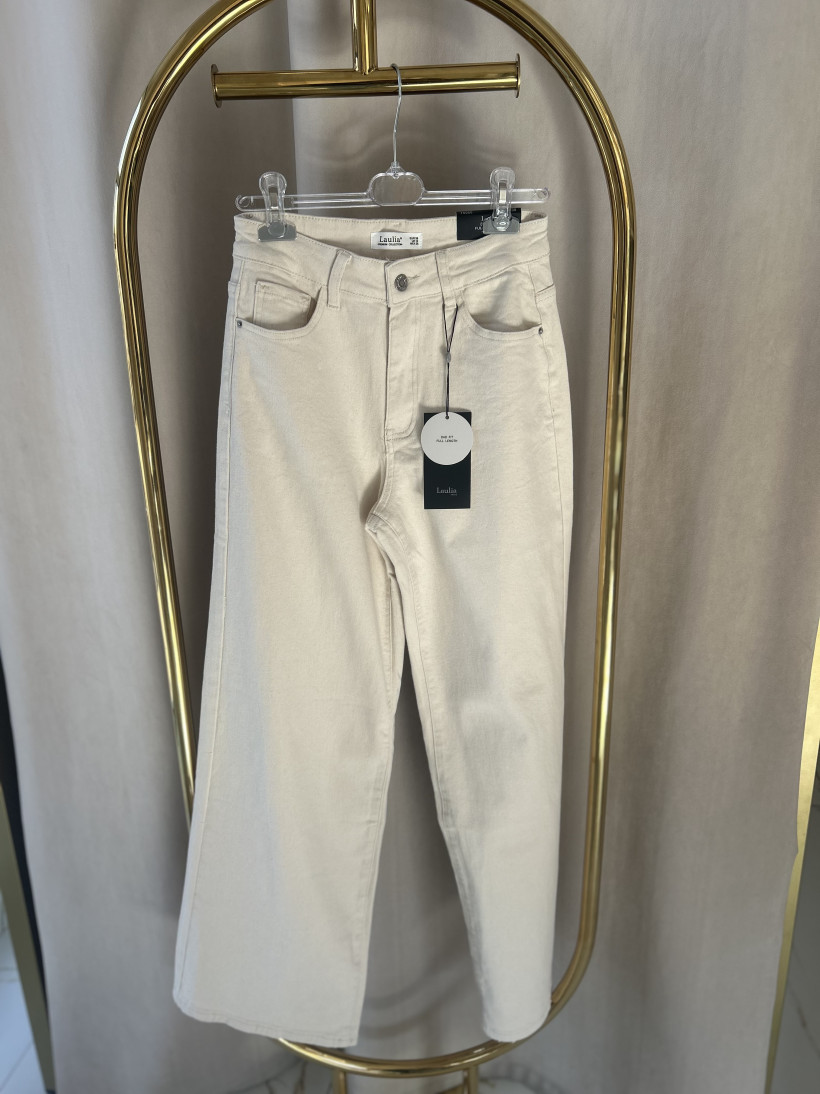 LAULIA SPODNIE JEANS DAD FIT JASNY BEŻ