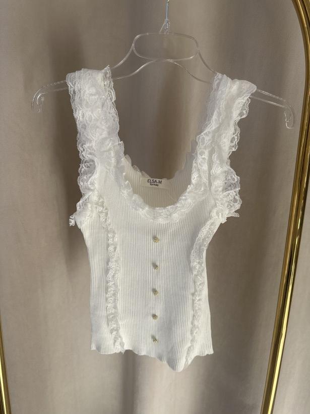 ELSA TOP PRĄŻEK KORONKA ŚMIETANA