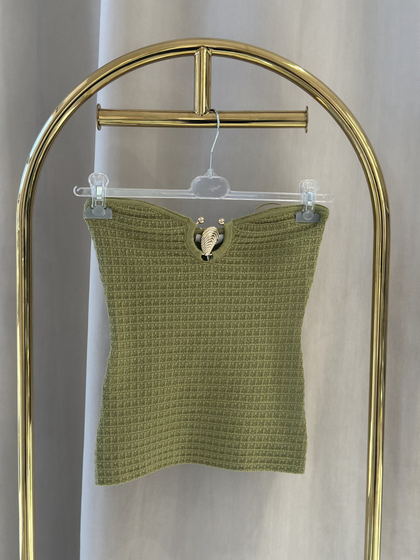 IVI GORSET DZIANINOWY ZŁOTY DODATEK ZIELEŃ