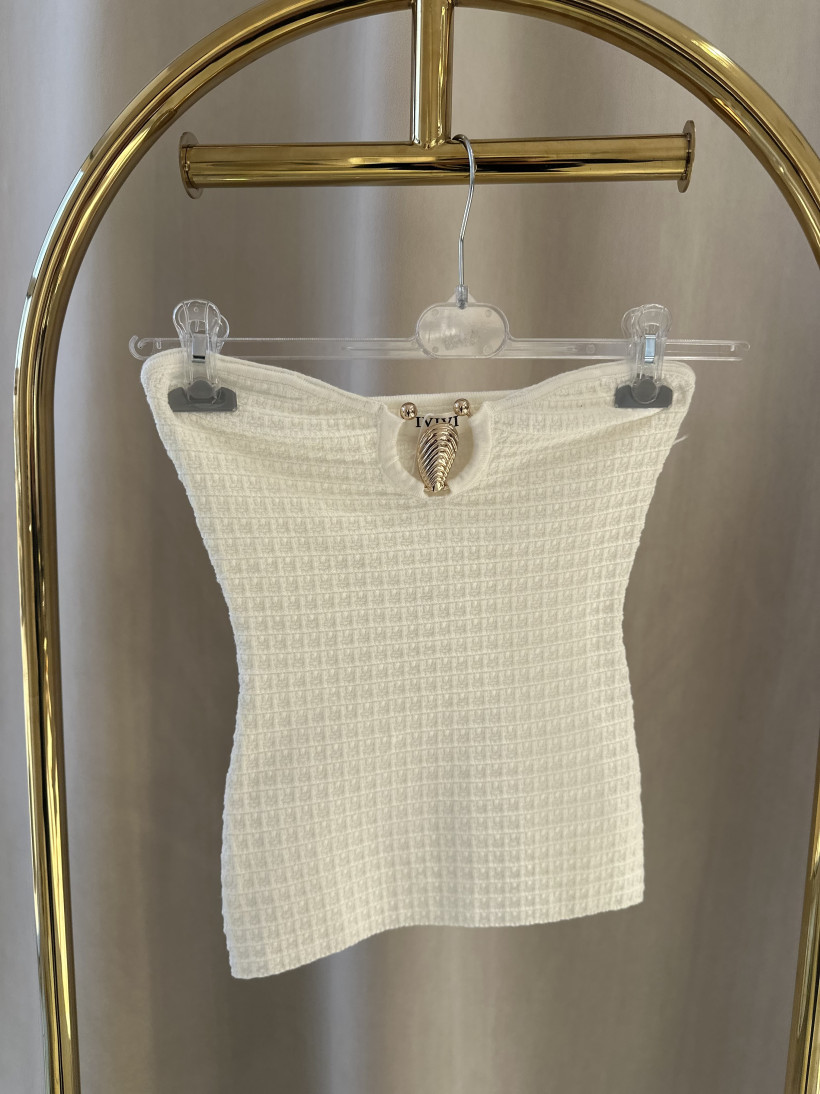 IVI GORSET DZIANINOWY ZŁOTY DODATEK ŚMIETANA