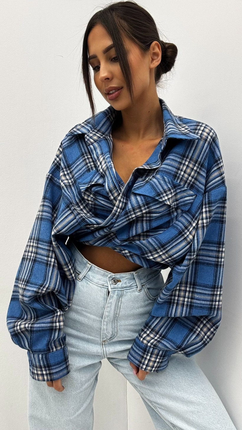 EMO koszula w kratę błękit 