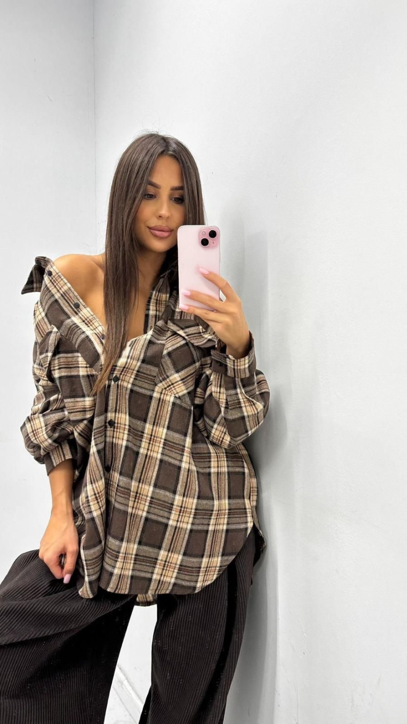 EMO koszula w kratę czekolada z wanilią 