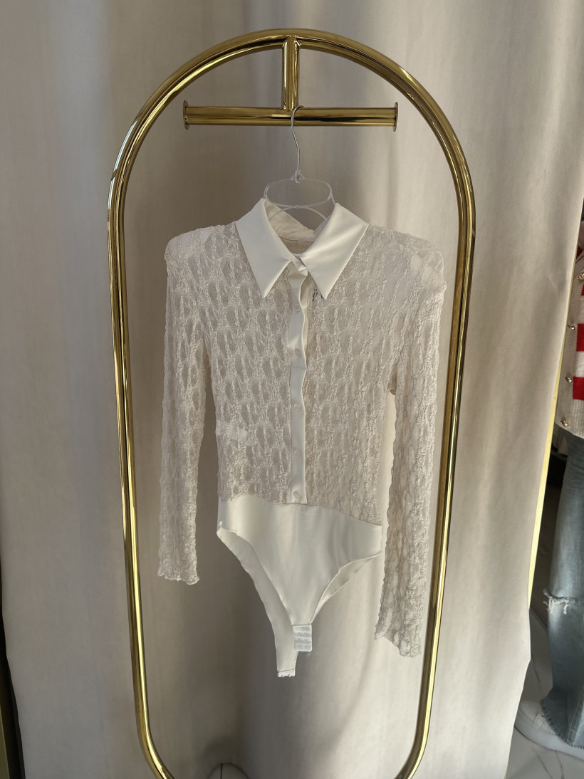 STYLE BODY KOSZULOWE BEŻ KORONKA