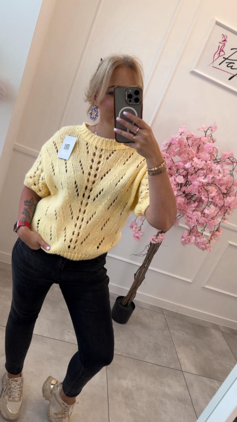 Sweter ażur krótki rękaw 14453