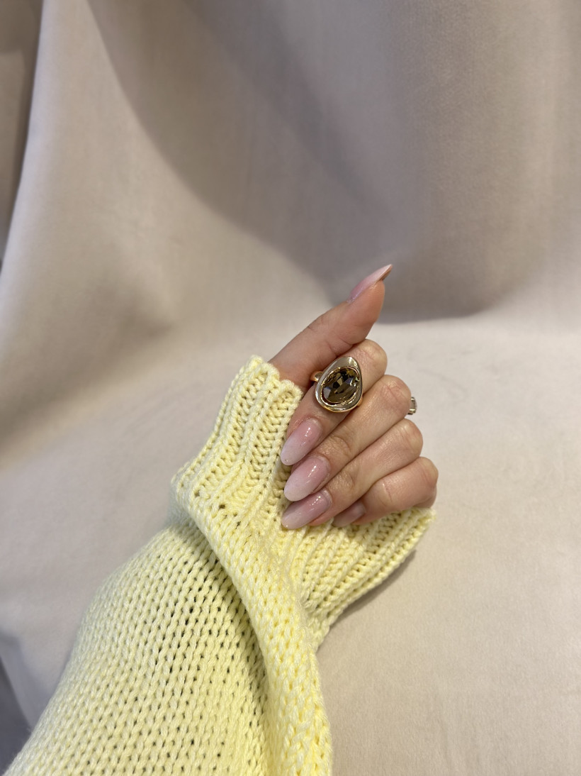 PIERŚCIONEK ZŁOTY KARMELOWY KRYSZTAŁ