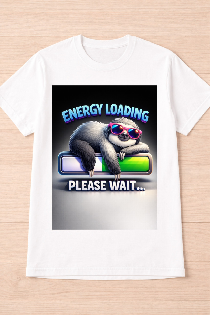 ZA T-shirt BIAŁY - leniwiec , Energy loading 