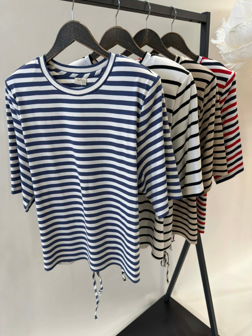 By o la la..! t-shirt w paski z poduszkami