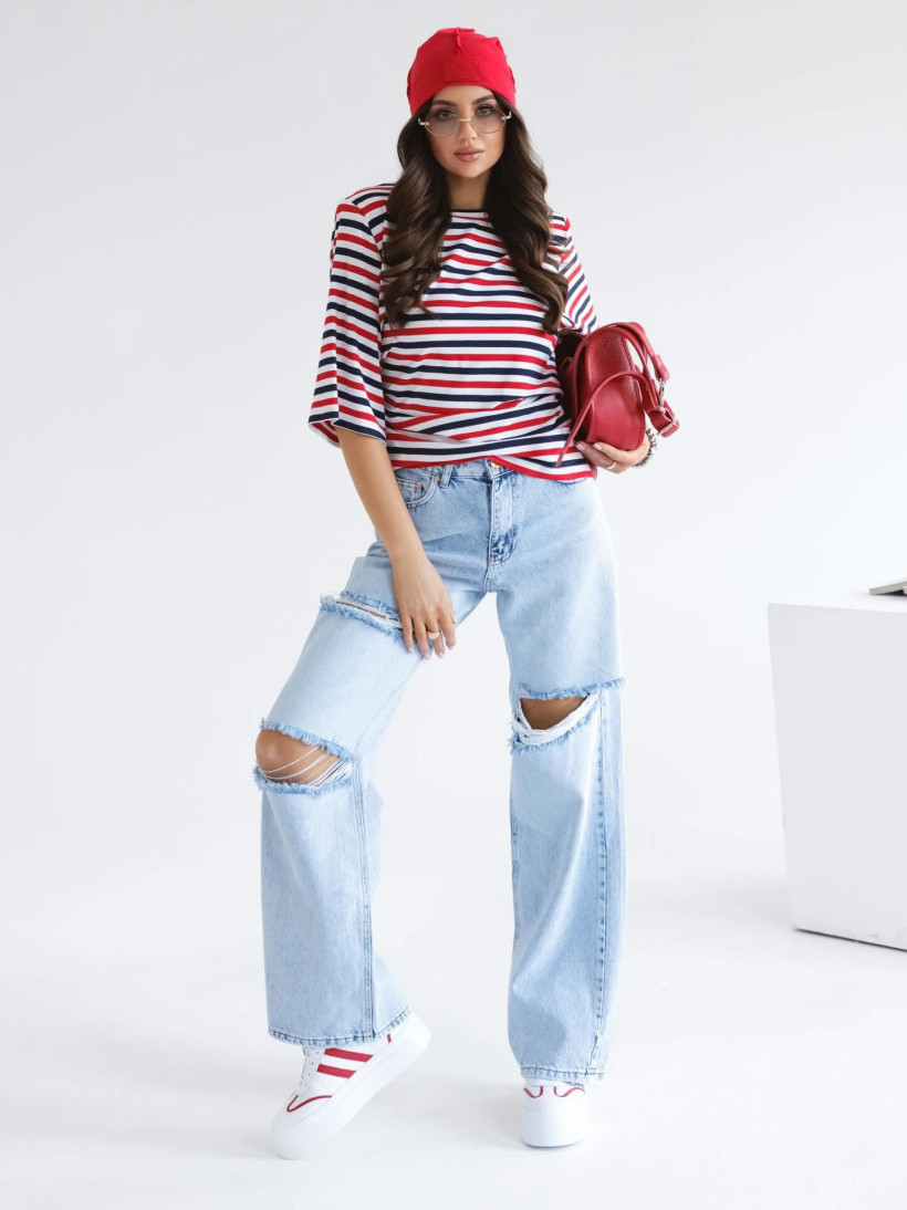 By o la la..! t-shirt w paski z poduszkami