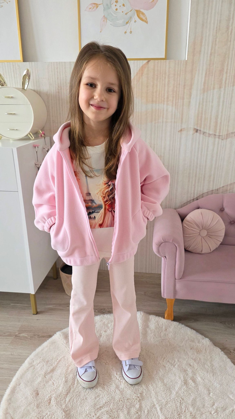 BLUZA POLAR Z KAPTUREM ROZPINANANA RÓŻOWA  IGOMILL