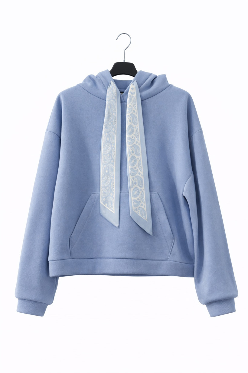 Bluza z apaszką niebieska