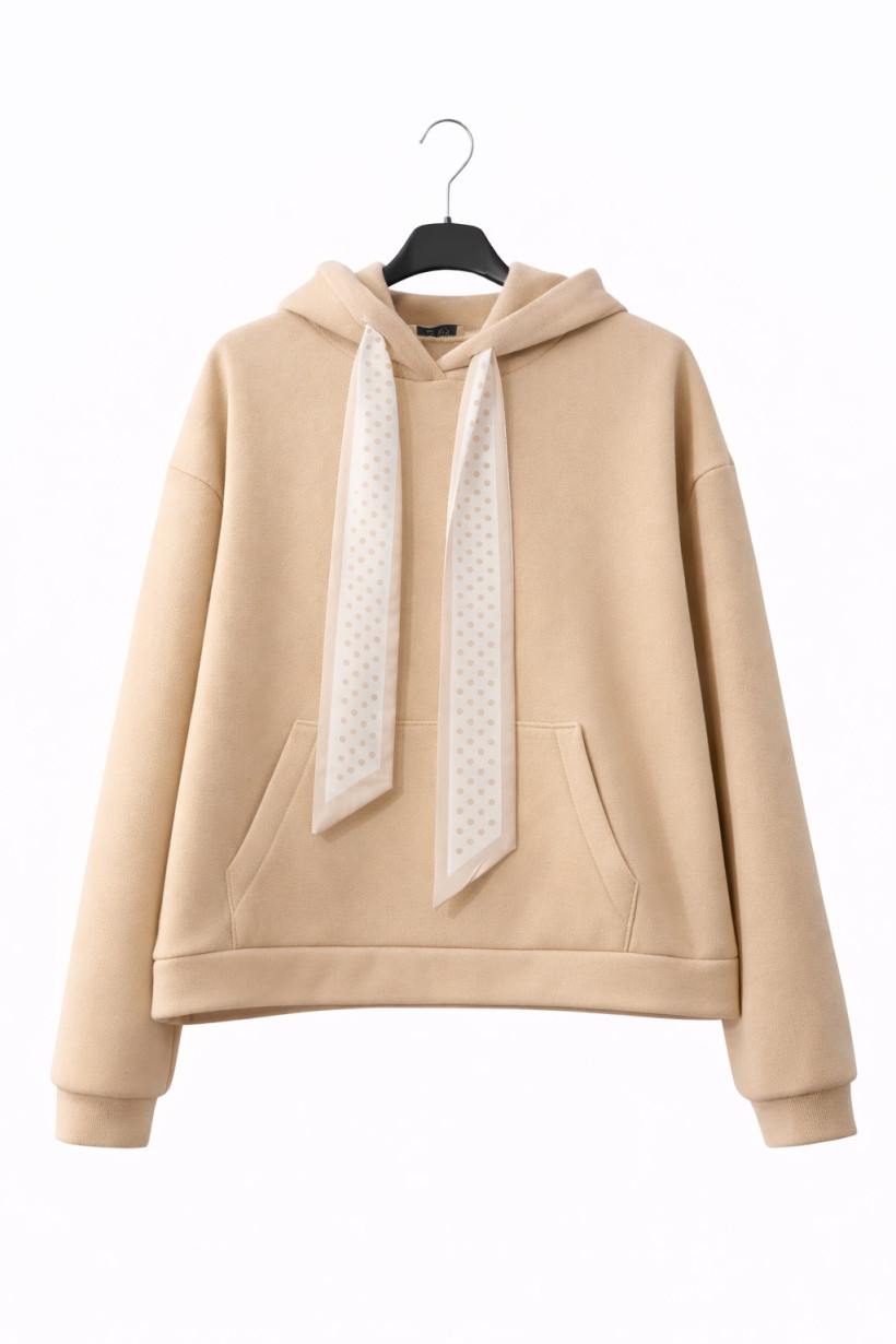 Bluza z apaszką beżowa 