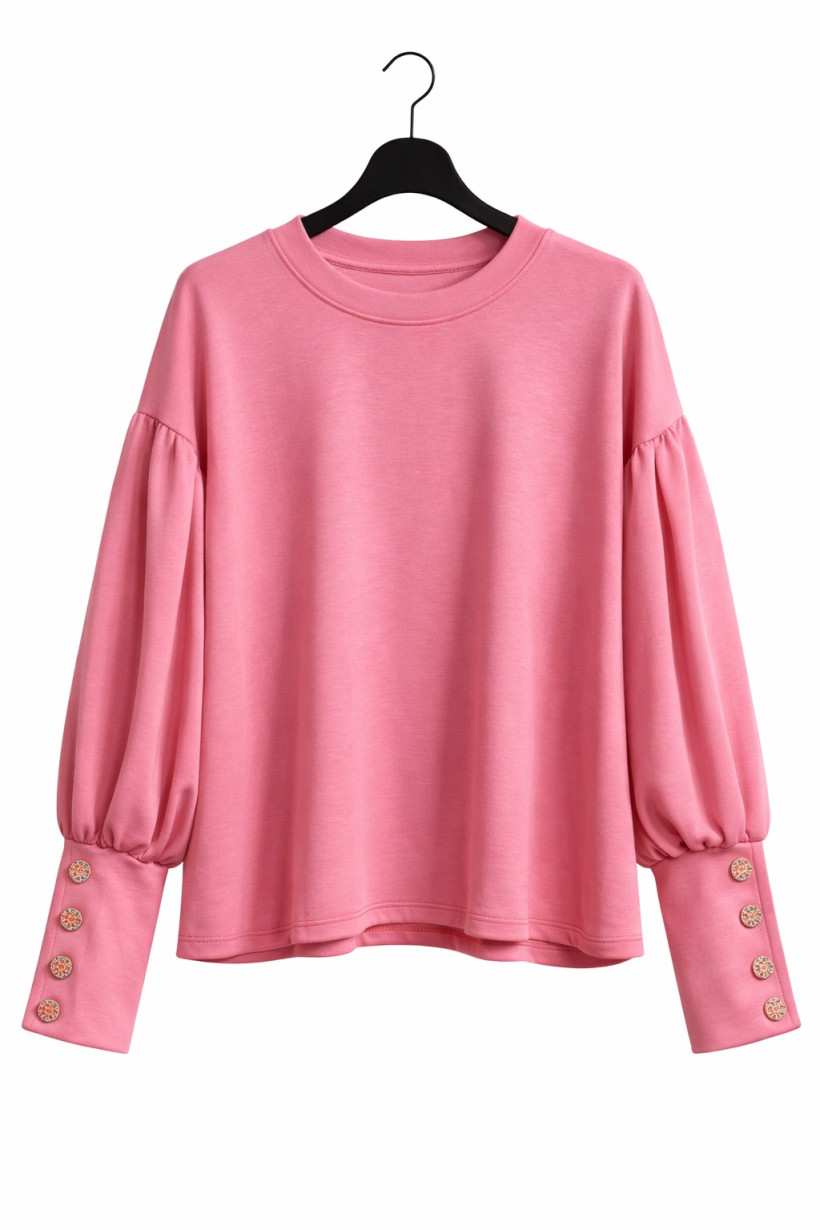 Bluza masełko różowa z ozdobnymi rękawami