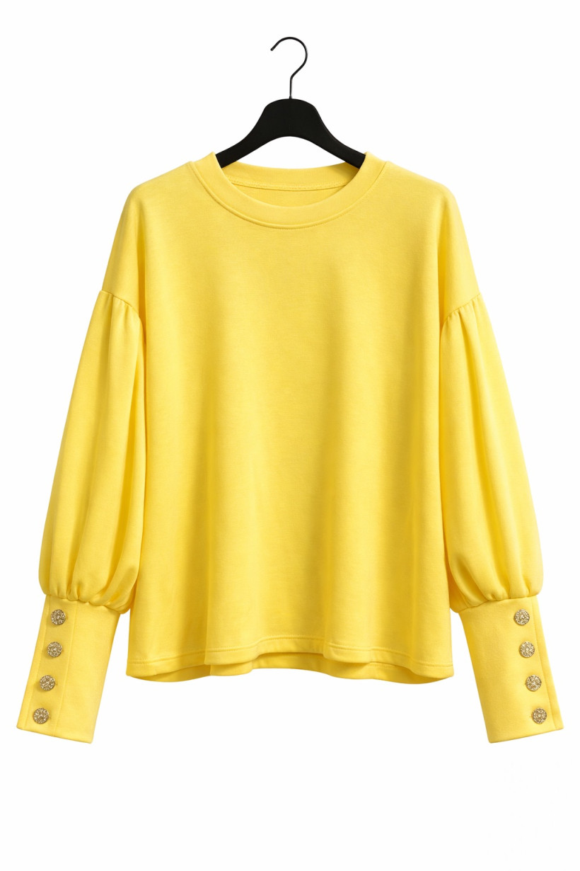 Bluza masełko żółta z ozdobnymi rękawami