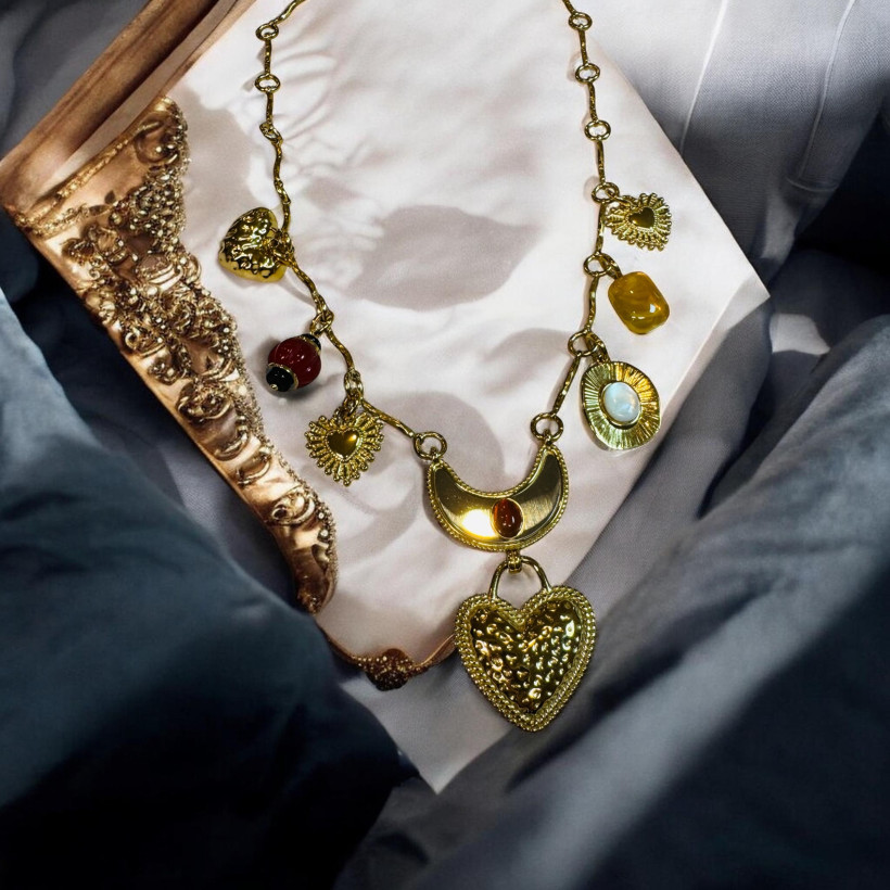 Collier acier inoxydable cœur
