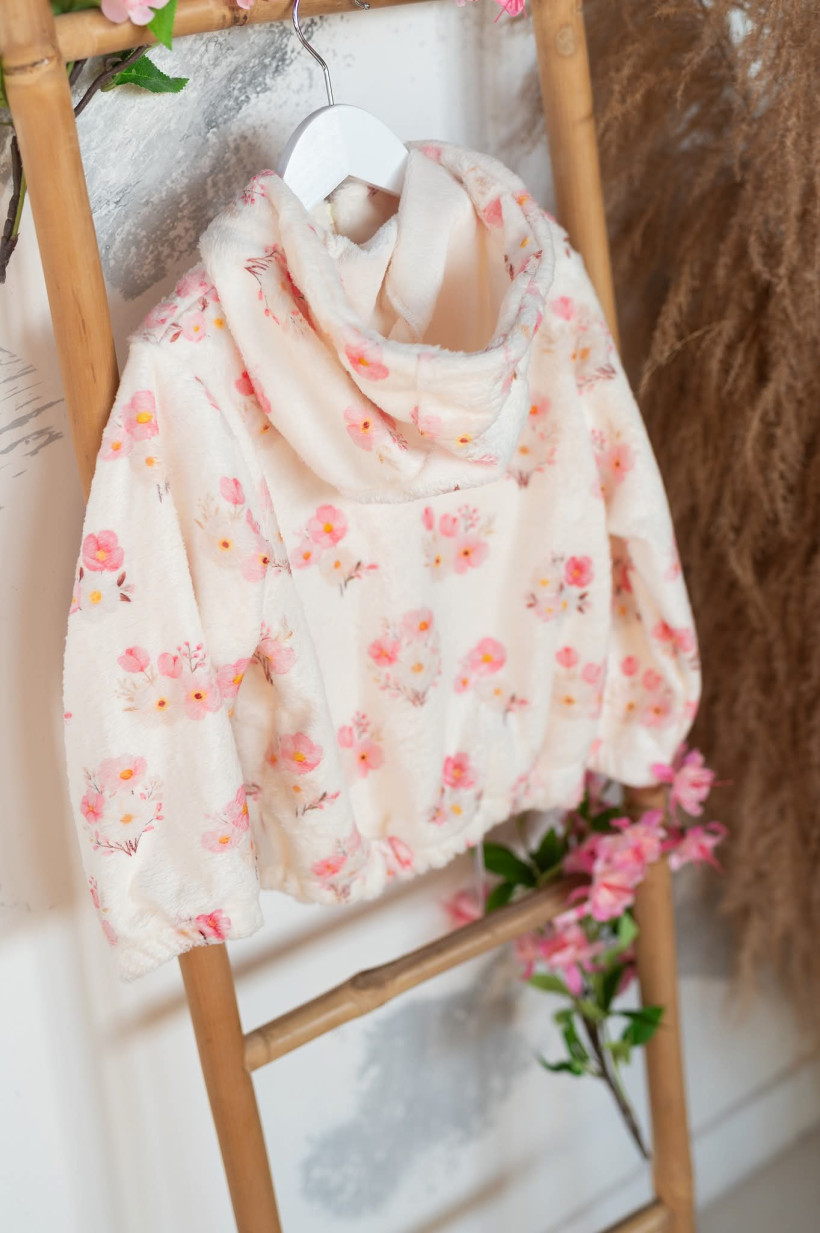 BLUZO-FUTERKO Z KAPTUREM RÓŻOWE KWIATKI MAM TEN LUZ