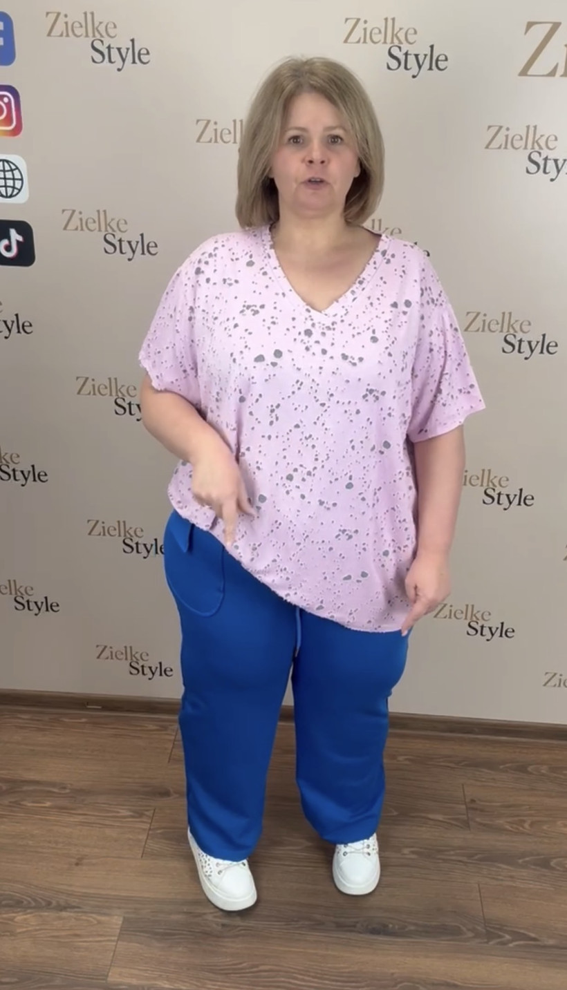 Spodnie na gumie szeroka nogawka jednokolorowe - ww - 925 - chaber