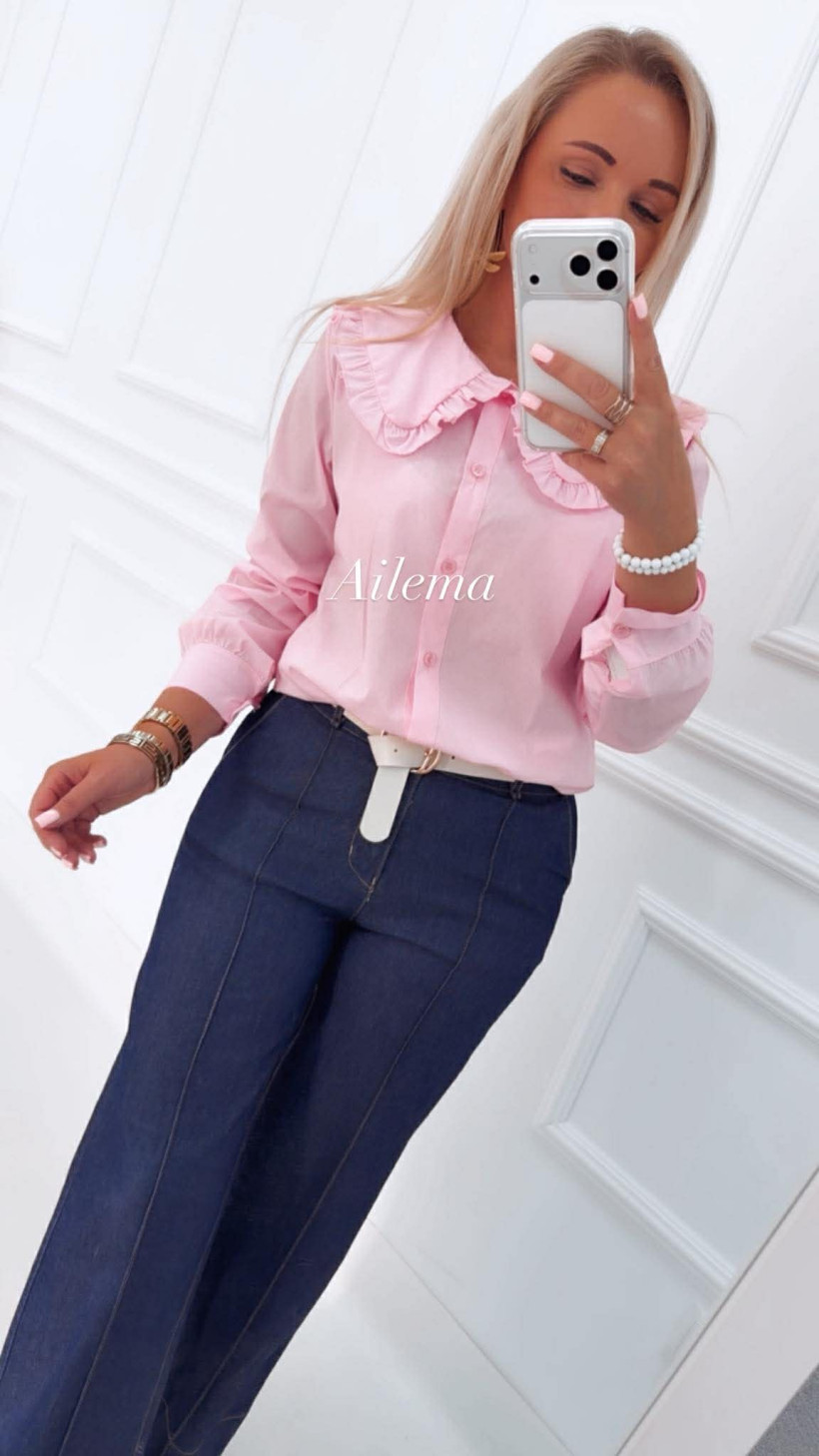 Spodnie jeansy z przeszyciem SP37 beżowy pasek