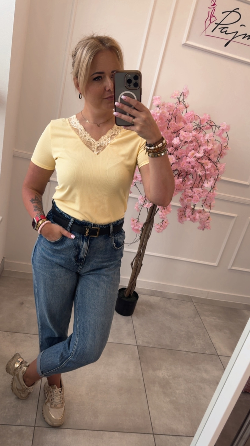 Bluzka prążek koronka 14468