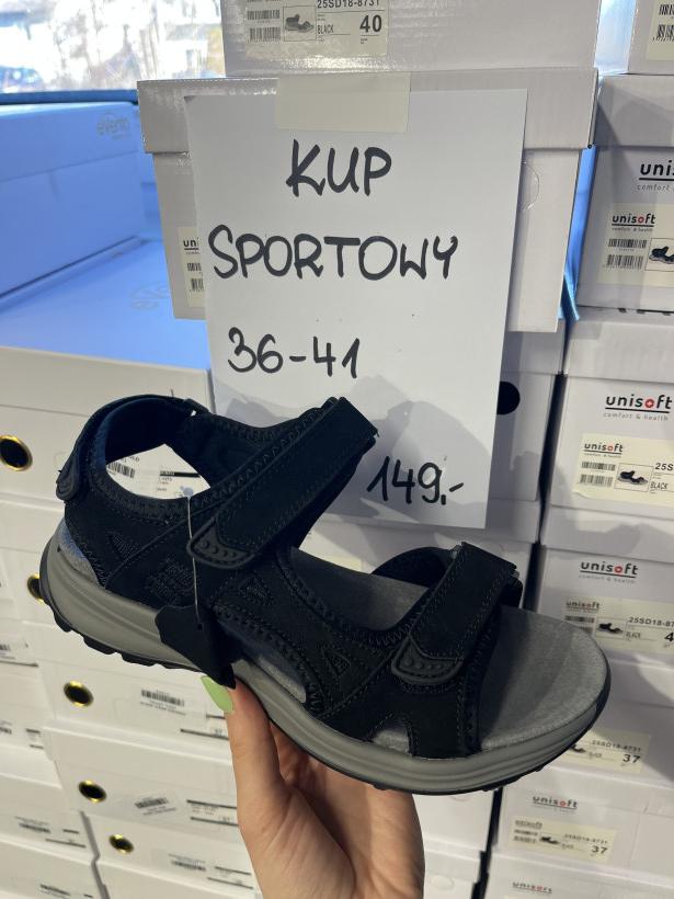 SPORTOWY but unisoft 25sd18-8731 black czarny sandał na rzepy