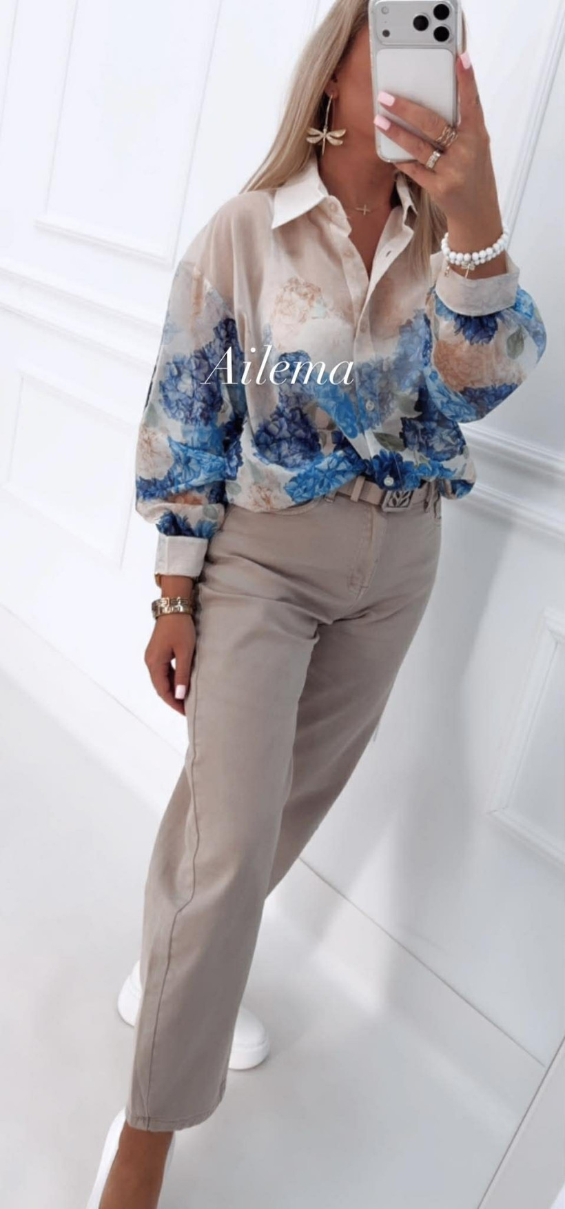 WYPRZEDAZ Jeansy Redseventy J1571-5 beżowe z paskiem