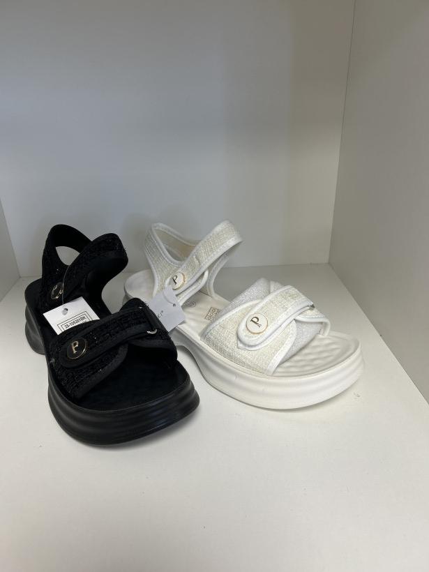 SZANEL Sandał tweedowy ala szanelka masująca 25-105301