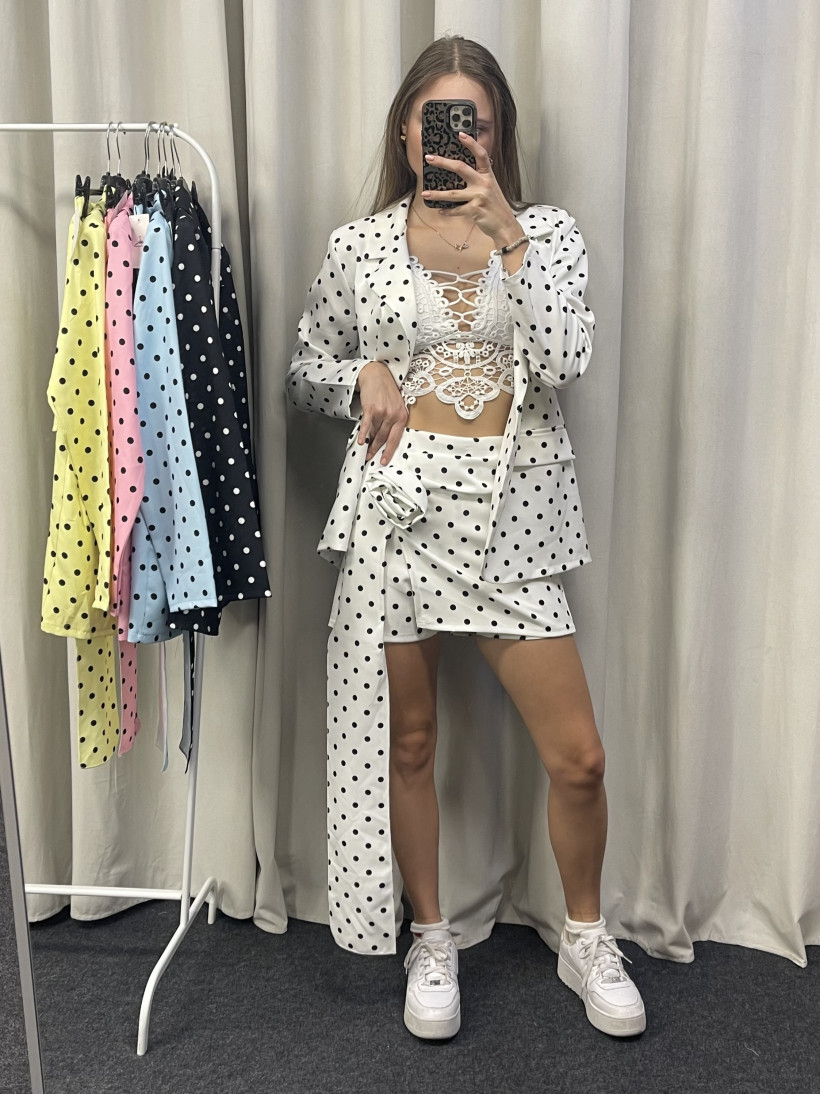 Komplet groszki marynarka + spódniczka/spodenki