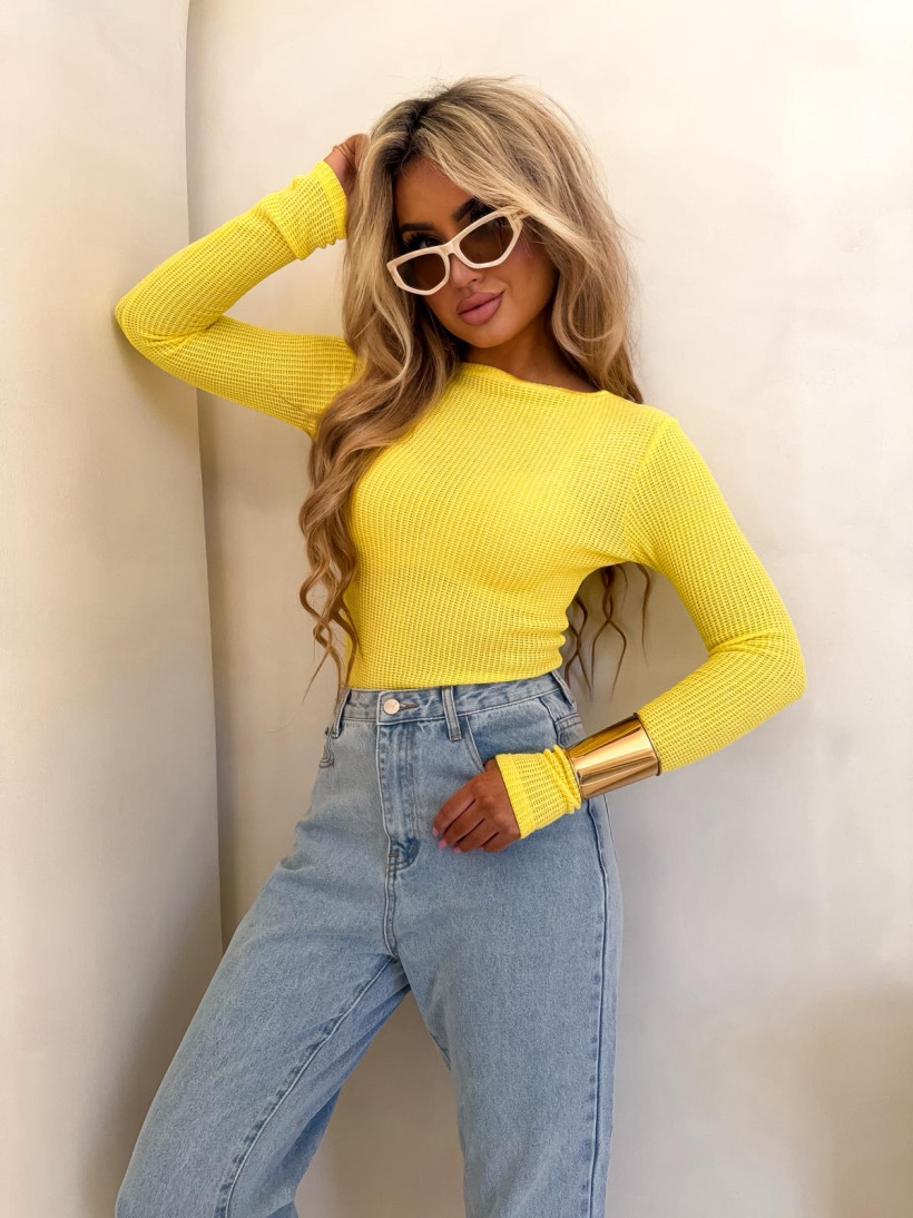 Bluzka By Me Skin Wafelek - żółta