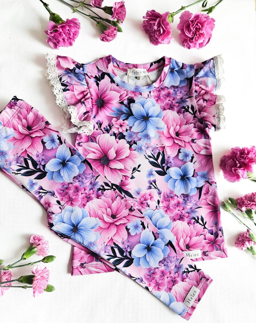 LEGINSY RÓŻOWE KWIATY HELEN