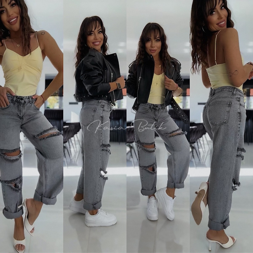 Jeansy Baggy Skater Hole 52525 Grafitowe 