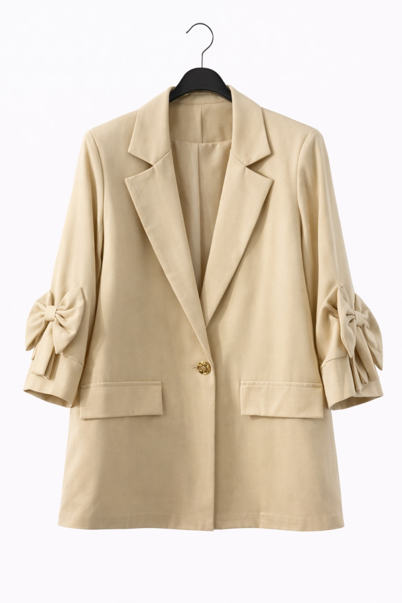 Marynarka z kokardą beżowa 