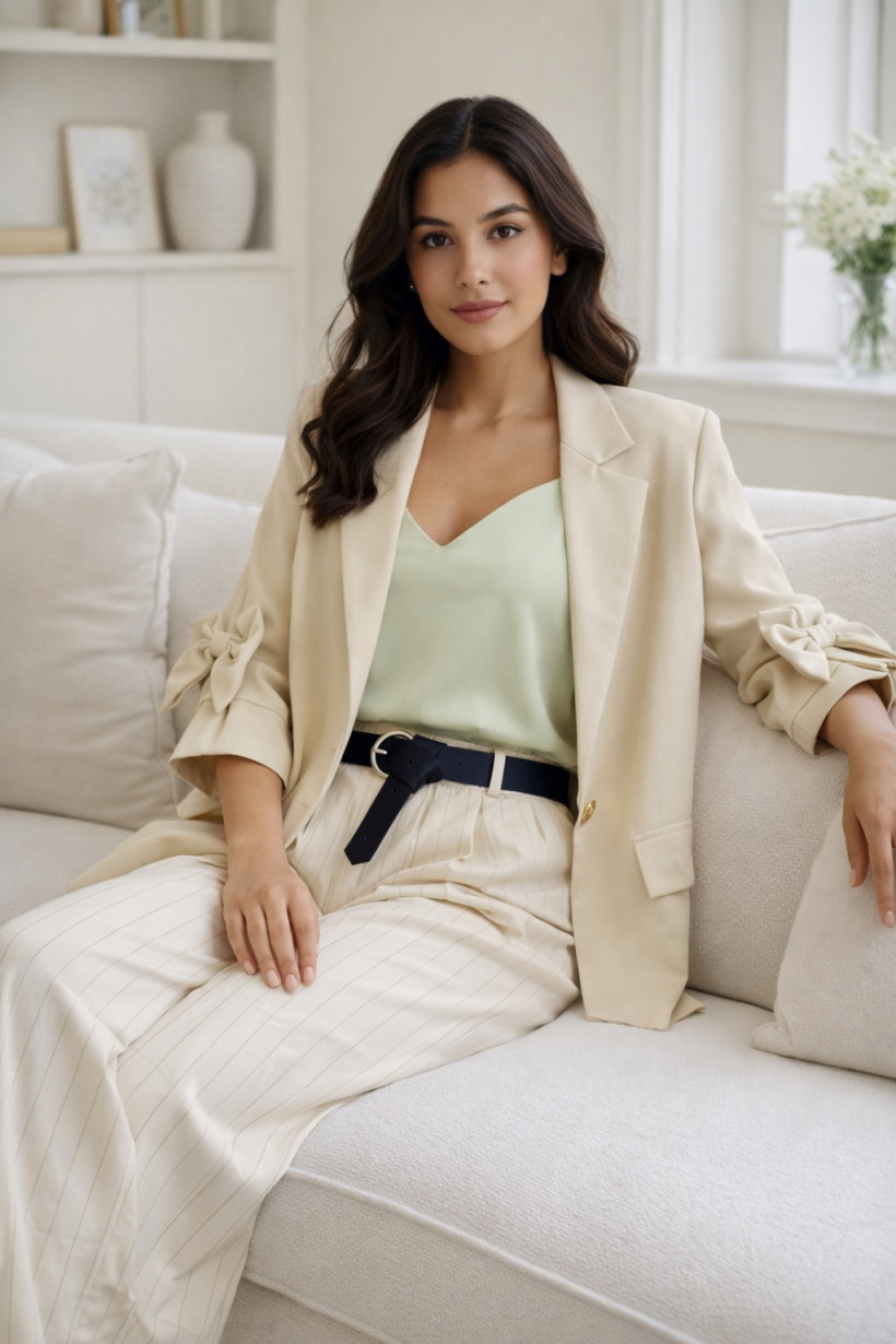 Marynarka z kokardą beżowa