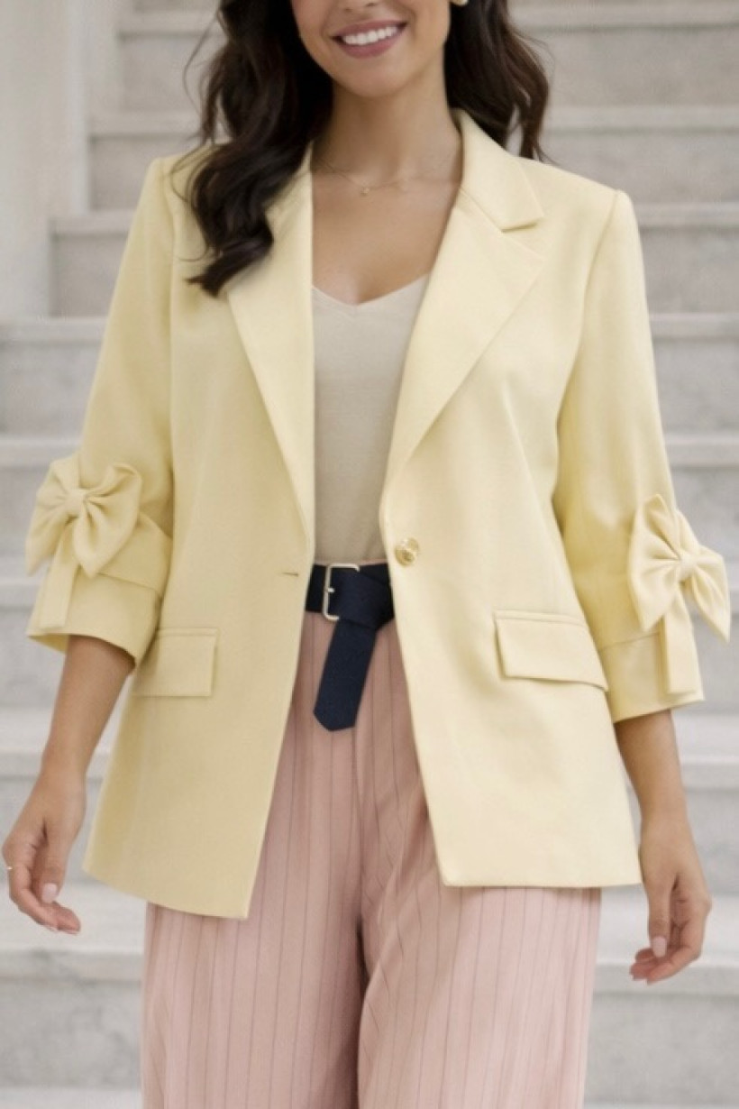 Marynarka z kokardą ecru