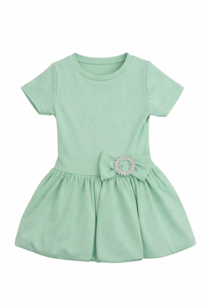 W Sukienka prążek bombka KOKARDA 2284-MIĘTA