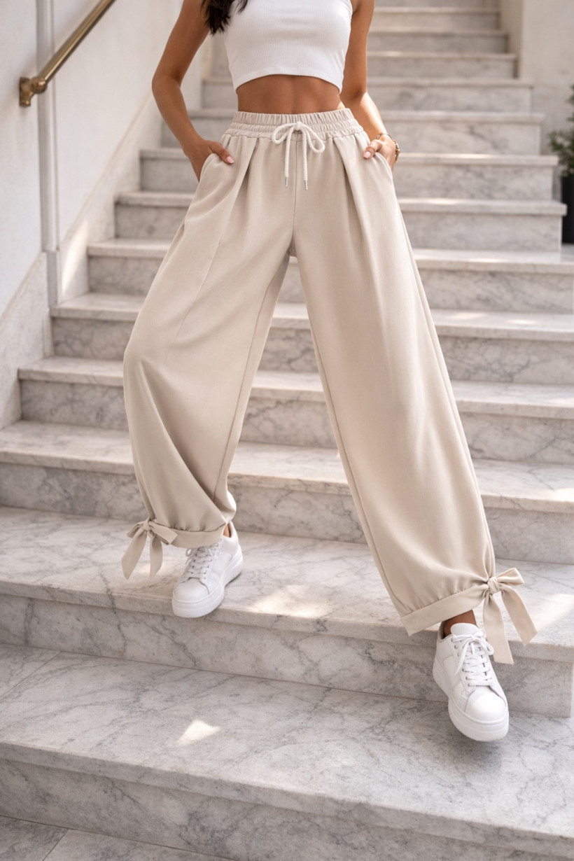 Spodnie z kokarda na kostce fango