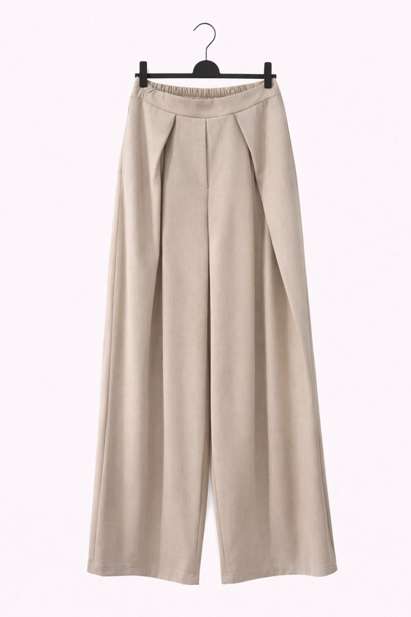 Spodnie na zakładkę ecru