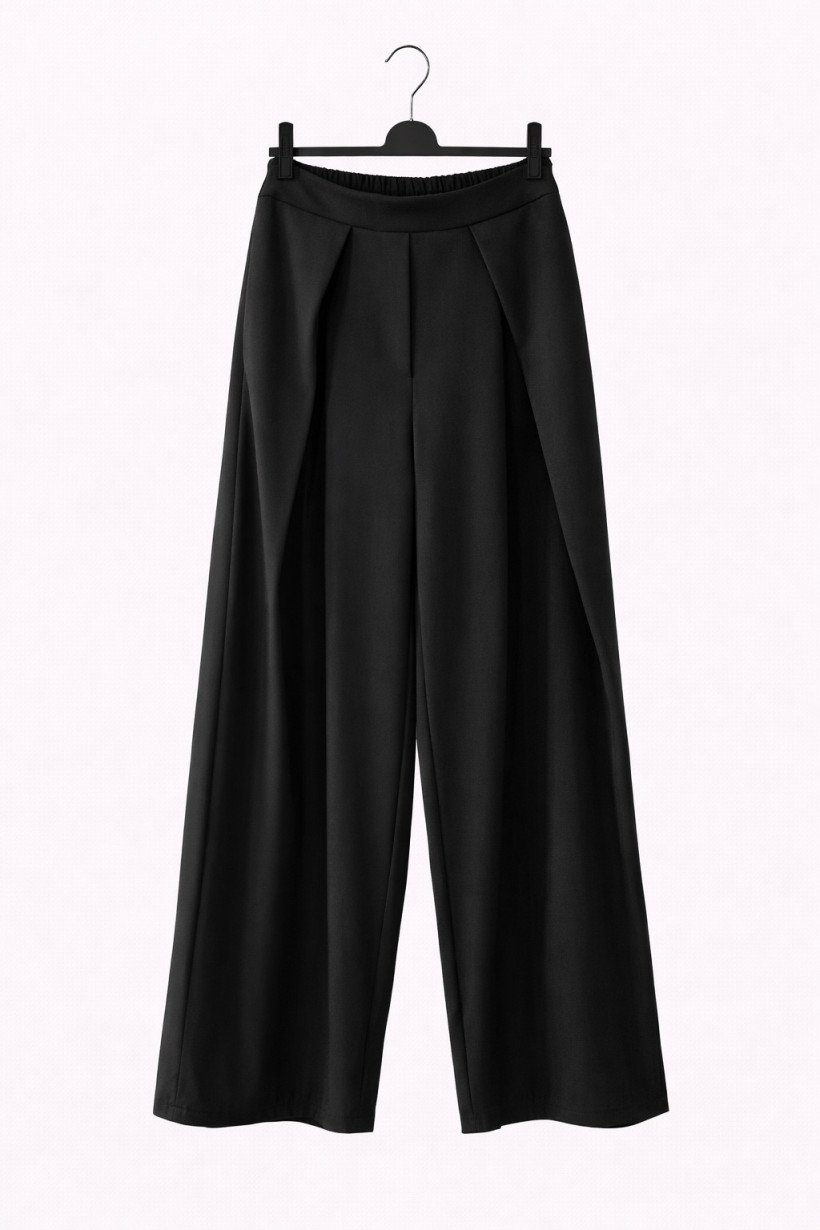 Spodnie na zakładkę czarne 