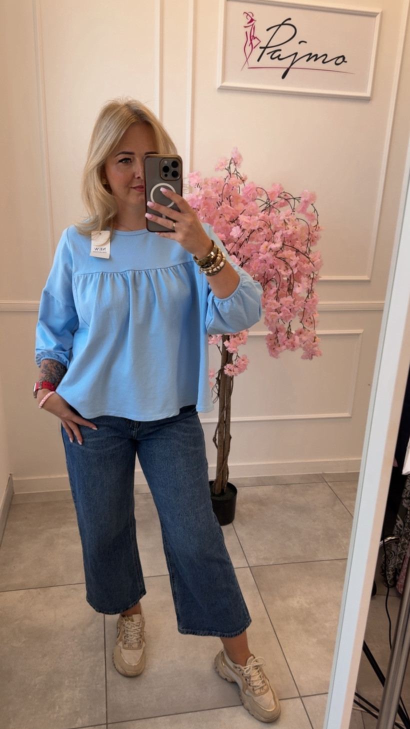 Bawełniana bluzka z baskinką 14493