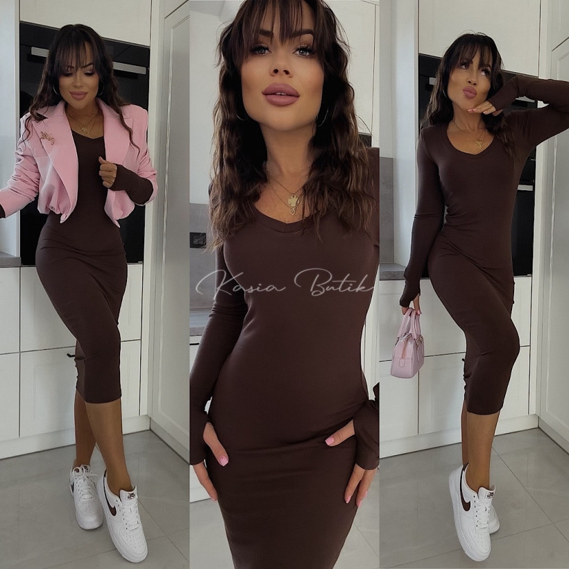 Sukienka Wiskozowa Fame Fashion V Czekolada 