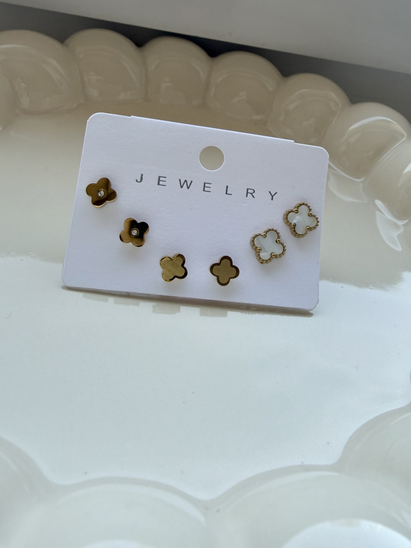 H* Kolczyki 3p. LUCKY perła